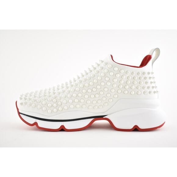 Christian Louboutin Spike Sock Donna Flat Snow White Red Neoprene Sneaker 36 - Picture 7 of 10
